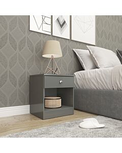 Denver 1 Drawer Bedside - Grey Gloss
