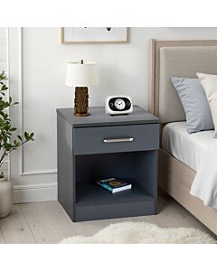 Dakota 1 Drawer Bedside - Dark Grey