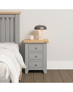 Windsor 3 Drawer Bedside - Pebble Grey/Oak