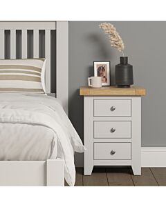 Windsor 3 Drawer Bedside - Ivory/Oak