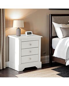 Stratford 3 Drawer Bedside - White