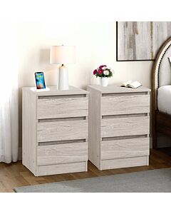 Malvern 3 Drawer Bedside X2 - Urban Snow