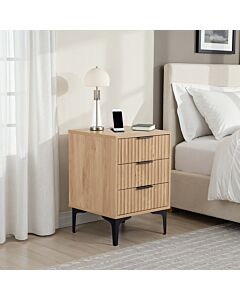 Miami 3 Drawer Bedside - Oak Effect/Black