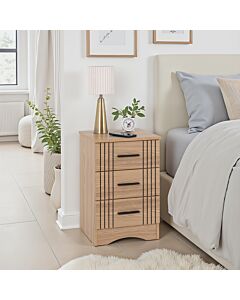 Tessa 3 Drawer Bedside - Natural Oak Effect