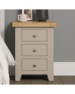 Windsor 3 Drawer Bedside - Putty/Oak