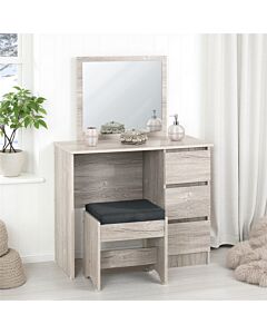 Malvern 3 Drawer Dressing Table Set - Urban Snow/Steel Fabric
