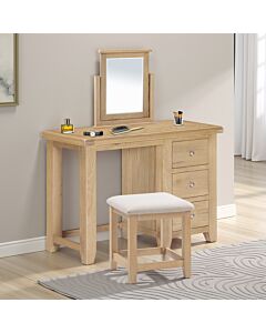 Windsor 3 Drawer Dressing Table Set - Natural Oak/Oat Fabric
