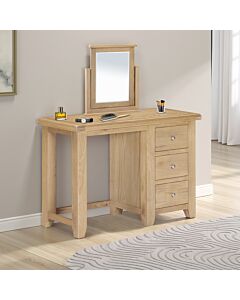 Windsor 3 Drawer Dressing Table And Mirror - Natural Oak