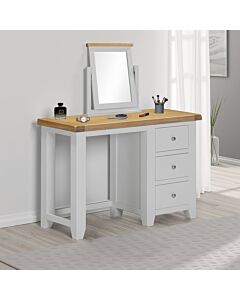 Windsor 3 Drawer Dressing Table And Mirror - Pebble Grey/Oak