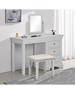 Bordeaux 3 Drawer Dressing Table Set - Pebble Grey/Oat Fabric