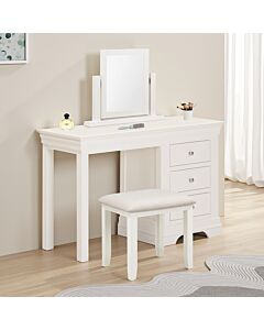 Bordeaux 3 Drawer Dressing Table Set - Ivory/Oat Fabric