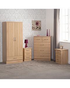 Nevada 2 Door 1 Drawer Wardrobe Bedroom Set - Sonoma Oak Effect