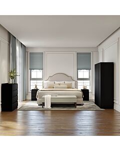 Malvern 3 Door Wardrobe Bedroom Set - Black