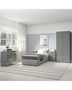 Denver 2 Door Wardrobe Bedroom Set - Grey Gloss