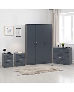 Dakota 3 Door Wardrobe Bedroom Set - Dark Grey