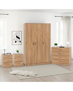 Dakota 3 Door Wardrobe Bedroom Set - Oak Effect