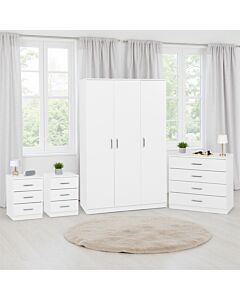 Dakota 3 Door Wardrobe Bedroom Set - White