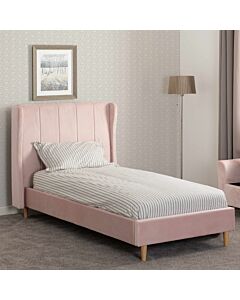 Amelia 3' Bed - Pink Velvet Fabric