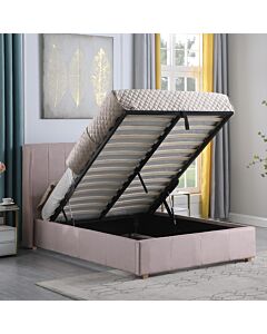 Amelia 4'6" Plus Bed - Pink Velvet Fabric