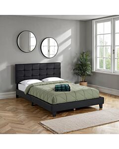 Arran 4'6" Bed - Black Faux Leather