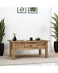 Panama 1 Drawer Coffee Table - Natural Wax