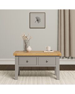 Windsor 2 Drawer Coffee Table - Pebble Grey/Oak