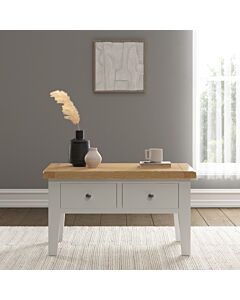 Windsor 2 Drawer Coffee Table - Ivory/Oak