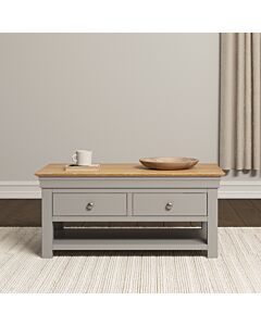 Bordeaux 2 Drawer Coffee Table - Pebble Grey/Oak