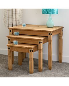 Corona Nest Of Tables - Distressed Waxed Pine
