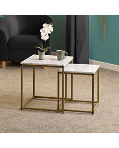 Dallas Nest Of 2 Tables - Marble/Gold Effect