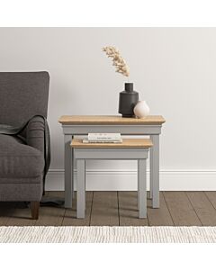 Bordeaux Nest Of 2 Tables - Pebble Grey/Oak