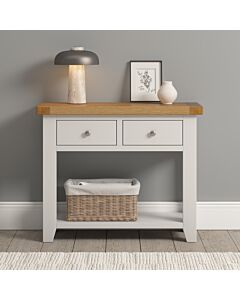 Windsor 2 Drawer Console Table - Ivory/Oak