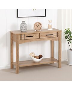 Tessa 2 Drawer Console Table - Natural Oak Effect