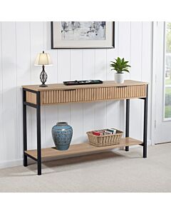 Miami 2 Drawer Console Table - Oak Effect/Black