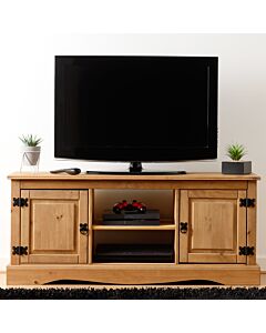 Corona 2 Door Flat Screen TV Unit - Distressed Waxed Pine