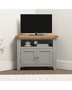 Windsor Corner TV Unit - Pebble Grey/Oak