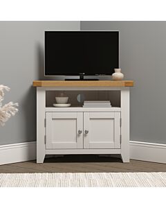 Windsor Corner TV Unit - Ivory/Oak