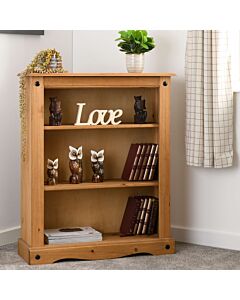 Corona Low Bookcase - Distressed Waxed Pine