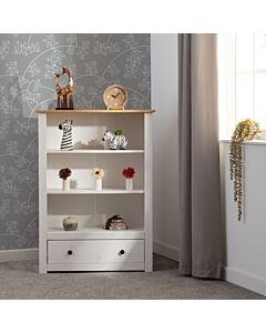 Panama 1 Drawer Bookcase - White/Natural Wax
