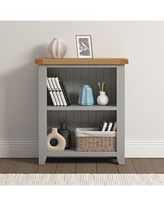 Windsor Low Bookcase - Pebble Grey/Oak