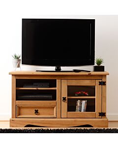 Corona Entertainment Unit - Distressed Waxed Pine/Glass
