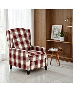 Kensington Recliner Chair - Red Tartan Fabric