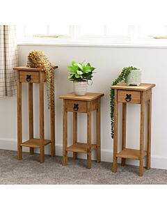 Corona 3X Plant Stands - Distressed Waxed Pine