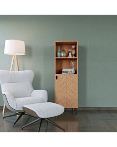 Leon 1 Door 2 Shelf Cabinet - Medium Oak Effect