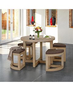 Cambourne Stowaway Dining Set (X4 Chairs) - Light Sonoma Oak