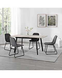 Avery & Lukas Extending Dining Set (X4 Chairs) - Concrete/Grey Velvet