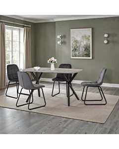Athens Rect & Lukas Dining Set (X4 Chairs) - Concrete/Grey Velvet