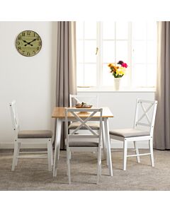 Balfour 1+4 Dining Set - White/Oak Effect/Grey Fabric