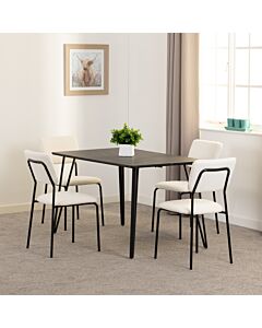 Marlow & Sheldon Dining Set (X4 Chairs) - Black Marble/Ivory Boucle Fabric