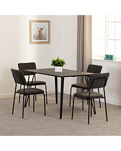 Marlow & Sheldon Dining Set (X4 Chairs) - Black Marble/Grey Boucle Fabric